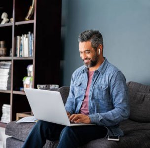 Landlord on his laptop